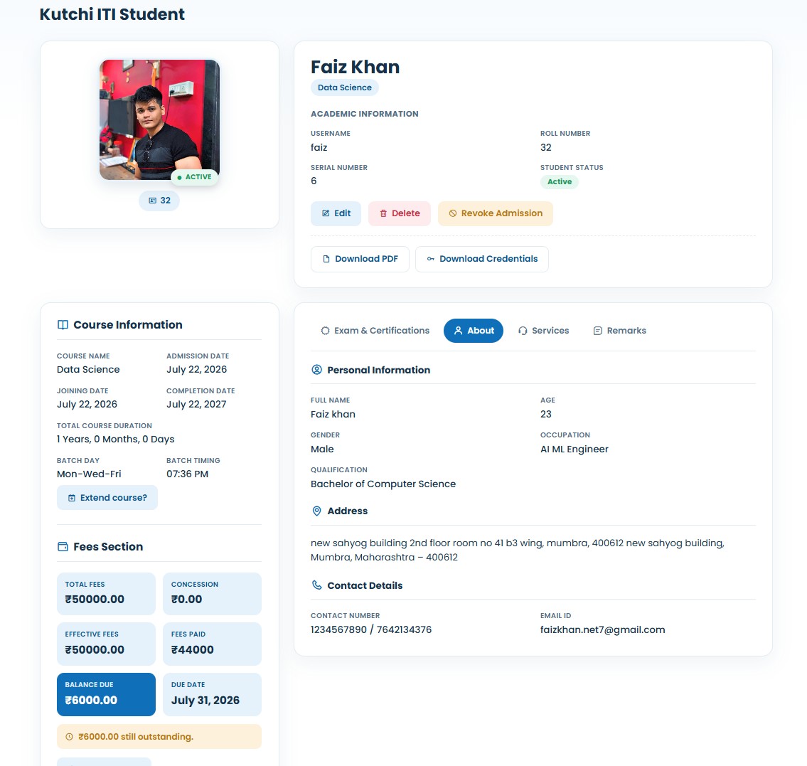 Kutchi ITI Management System screenshot 5